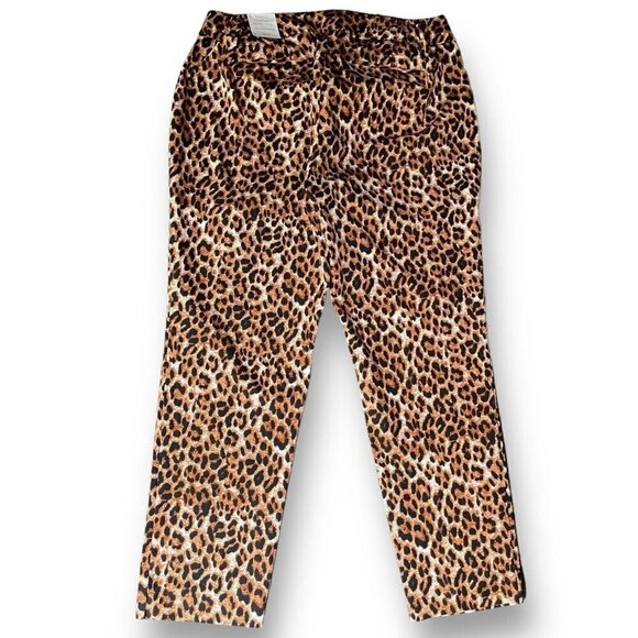Talbots Womens Chatham Ankle Pant Sz 16W Tan Fun Leopard Animal Print Slim Leg - Picture 5 of 9